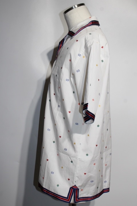 GUCCI グッチ 半袖シャツ メンズ48 ホワイト コットン GGロゴ 星