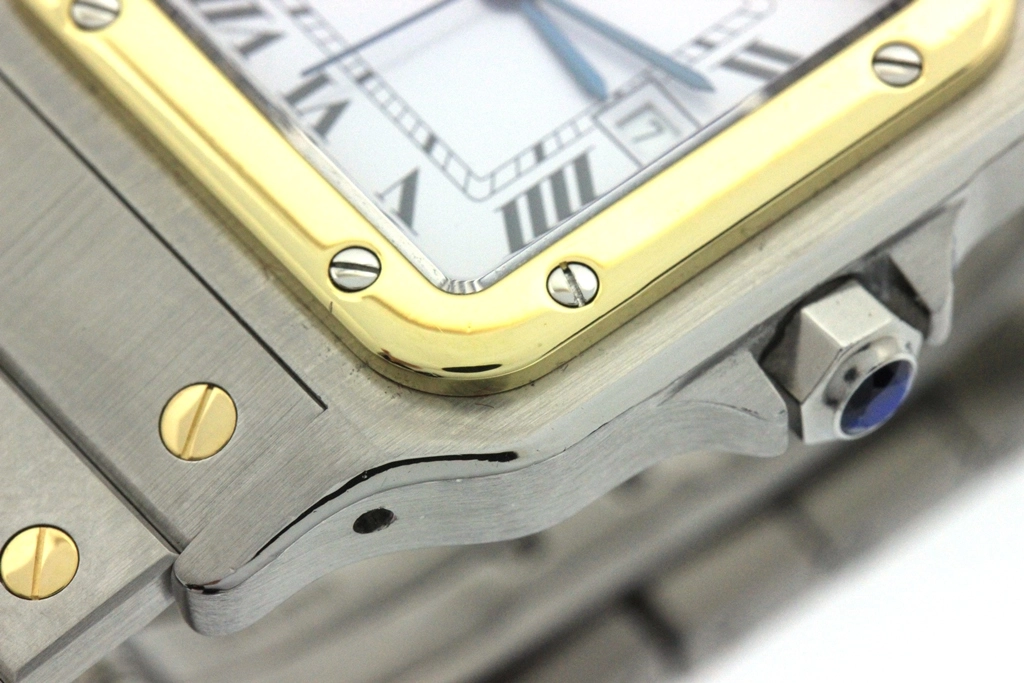 永久保証書付 Cartier カルティエ 腕時計 サントス ガルべLM 81036288 ホワイト文字盤 K18イエローゴールド/スティール 自動巻き【472】SJ