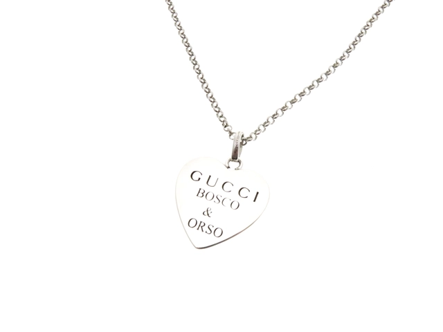 GUCCI　グッチ　ネックレス　BOSCO&ORSOハートタグ　SV/色石/14.2g　1406198　2148103907050【437】