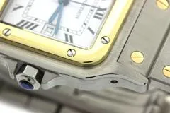 永久保証書付 Cartier カルティエ 腕時計 サントス ガルべLM 81036288 ホワイト文字盤 K18イエローゴールド/スティール 自動巻き【472】SJ