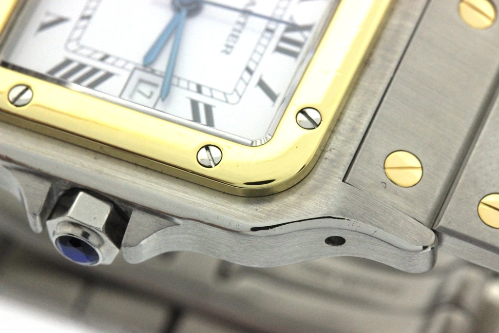 永久保証書付 Cartier カルティエ 腕時計 サントス ガルべLM 81036288 ホワイト文字盤 K18イエローゴールド/スティール 自動巻き【472】SJ