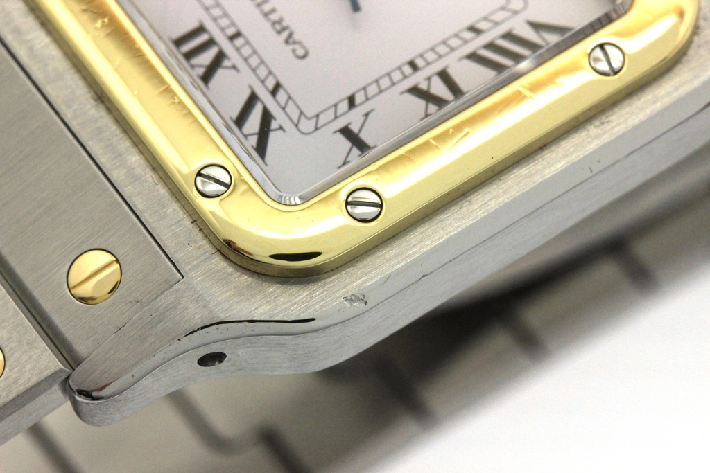 永久保証書付 Cartier カルティエ 腕時計 サントス ガルべLM 81036288 ホワイト文字盤 K18イエローゴールド/スティール 自動巻き【472】SJ
