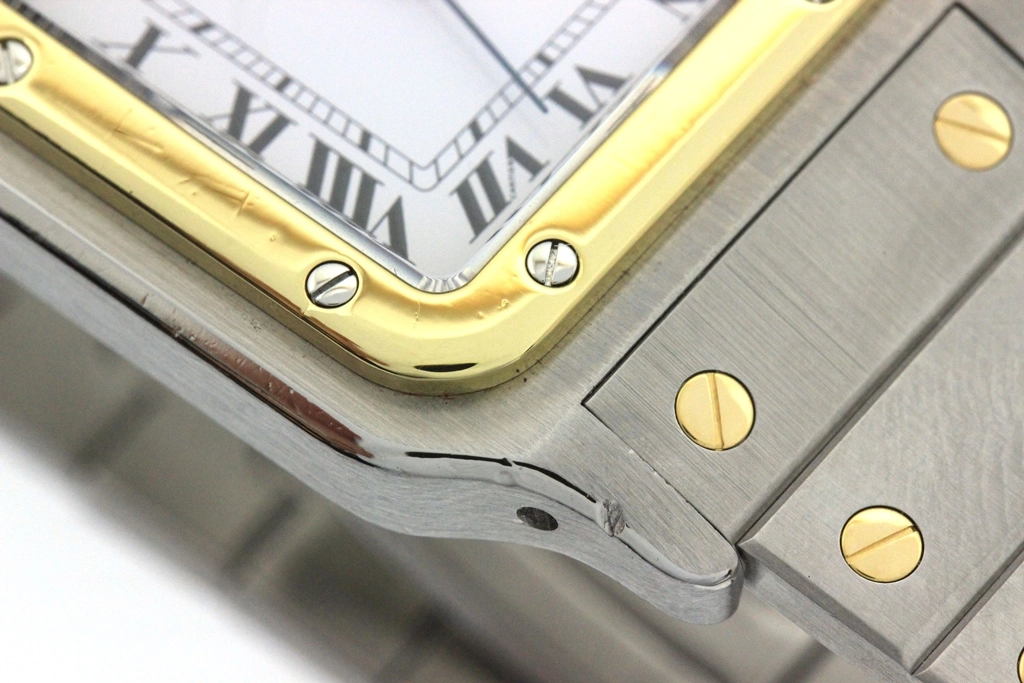 永久保証書付 Cartier カルティエ 腕時計 サントス ガルべLM 81036288 ホワイト文字盤 K18イエローゴールド/スティール 自動巻き【472】SJ