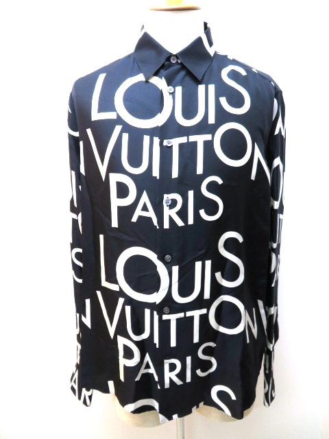 LOUIS VUITTON ルイヴィトン シャツ メンズ XL ネイビー ホワイト ロゴ 
