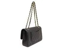 CHANEL シャネル マトラッセWフラップ25 Wチェーンショルダーバッグ A01112 ブラック GP ゴルード金具 キャビア 2120000316302【200】