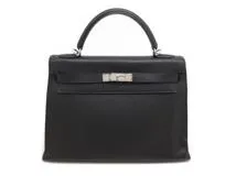 HERMES エルメス ケリー32 ハンドバッグ ブラック SV シルバー金具 トゴ □G刻 2143300224368【200】