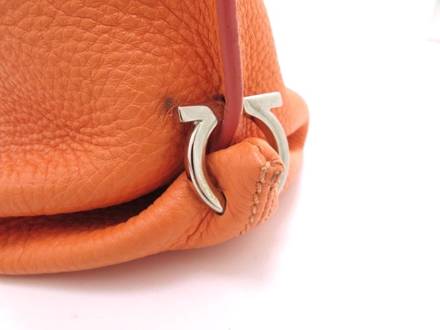 Salvatore Ferragamo サルヴァトーレ フェラガモ ソフィア ガンチーニ 2WAY ハンドバッグ ショルダーバッグ オレンジ レザー【473】