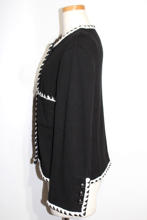 CHANEL シャネル ノーカラージャケット レディース40 ブラック