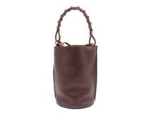 LOEWE　ロエベ　アナグラム ゲート バケットバッグ ダークブラウン レザー【431】2148103924996