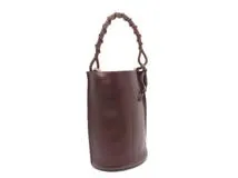 極美品 ＊ LOEWE ロエベ アナグラム レザー 丸型 ケース ブラウン LOEWE】超美品 ロエベ コインケース アナグラム ブラウン 丸型