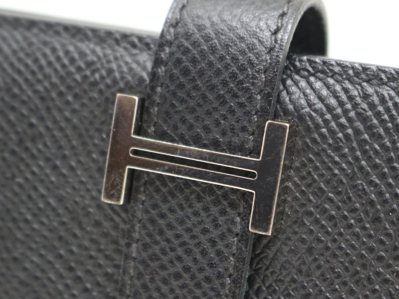 HERMES　エルメス　財布　ベアンコンパクト　ブラック／ＳＶ　ヴォーエプソン　B刻印　2148103766237　【中古】【大黒屋】【200】