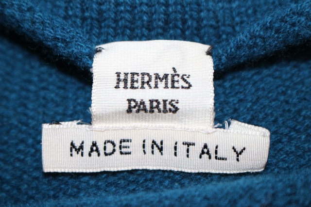 美品 エルメス カシミヤニットセーター レディース カシミヤ ネイビー系 34 半袖 20年製 HERMES