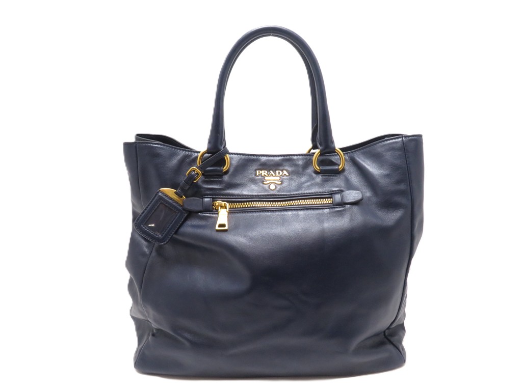 PRADA プラダ 2WAYトートバッグ ネイビー レザー BN2532【431