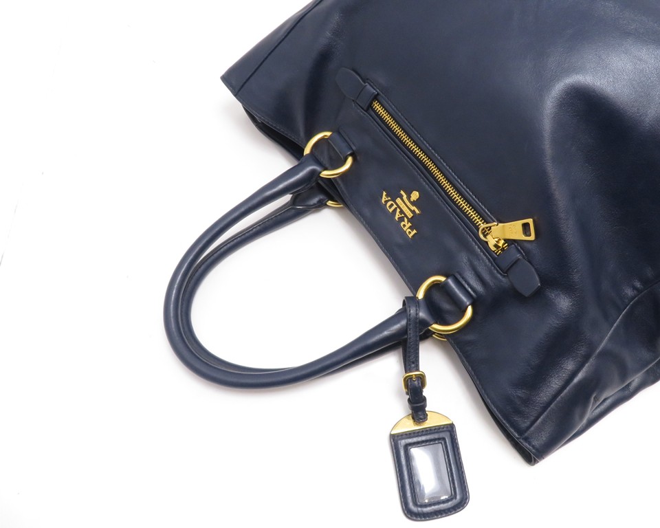 PRADA プラダ 2WAYトートバッグ ネイビー レザー BN2532【431