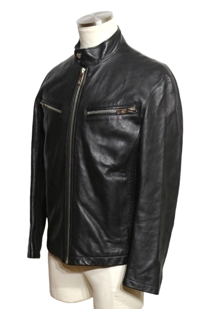 LOUIS VUITTON　ルイヴィトン　衣類　ジップアップレザージャケット　メンズ48　ブラック　RM171Q KB4 HAL52E　2120500250601　【432】