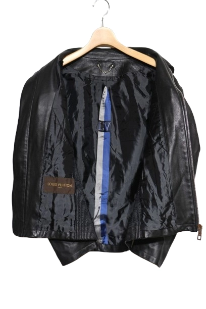 LOUIS VUITTON　ルイヴィトン　衣類　ジップアップレザージャケット　メンズ48　ブラック　RM171Q KB4 HAL52E　2120500250601　【432】