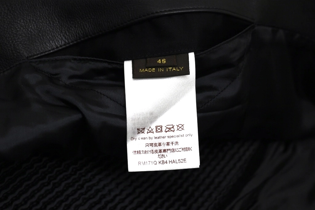 LOUIS VUITTON　ルイヴィトン　衣類　ジップアップレザージャケット　メンズ48　ブラック　RM171Q KB4 HAL52E　2120500250601　【432】
