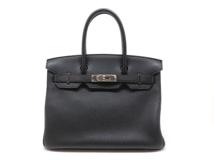 HERMES エルメス バーキン30 ハンドバッグ ブラック SV シルバー金具 トゴ □P 2120000320736【200】