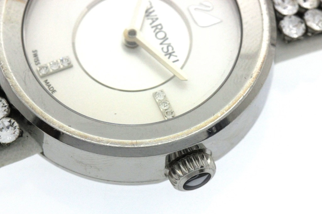 SWAROVSKI スワロフスキー  腕時計 ピアッツァ ミニ 1183490 シルバー文字盤 スティール/革/クリスタル クォーツ 2015年正規品【472】SJ