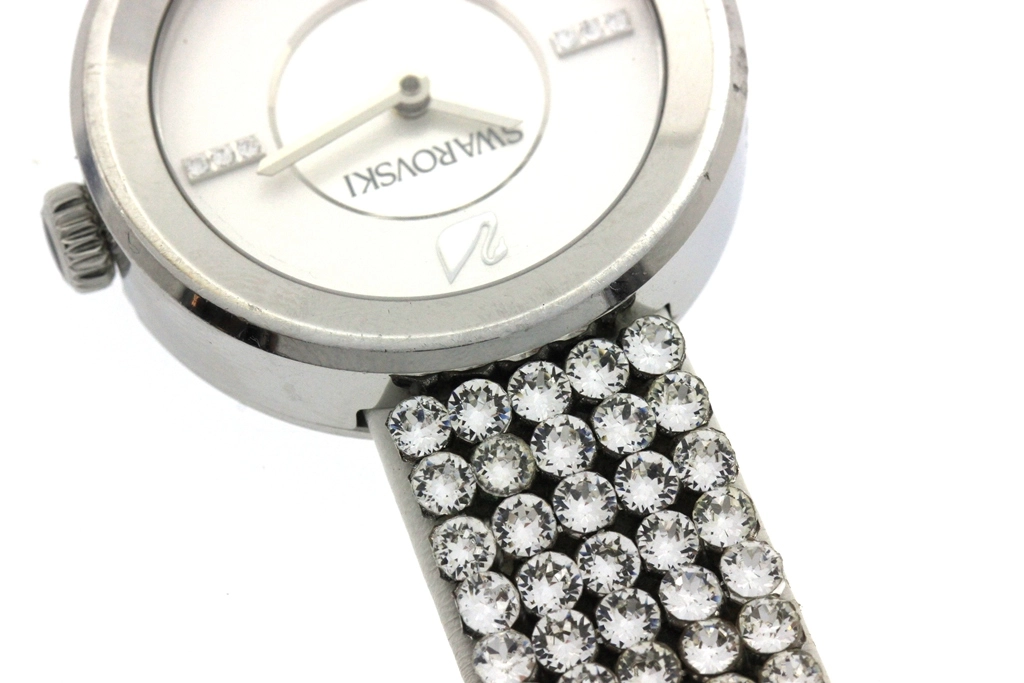 SWAROVSKI スワロフスキー  腕時計 ピアッツァ ミニ 1183490 シルバー文字盤 スティール/革/クリスタル クォーツ 2015年正規品【472】SJ