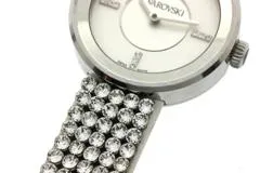 SWAROVSKI スワロフスキー  腕時計 ピアッツァ ミニ 1183490 シルバー文字盤 スティール/革/クリスタル クォーツ 2015年正規品【472】SJ