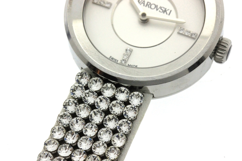 SWAROVSKI スワロフスキー  腕時計 ピアッツァ ミニ 1183490 シルバー文字盤 スティール/革/クリスタル クォーツ 2015年正規品【472】SJ