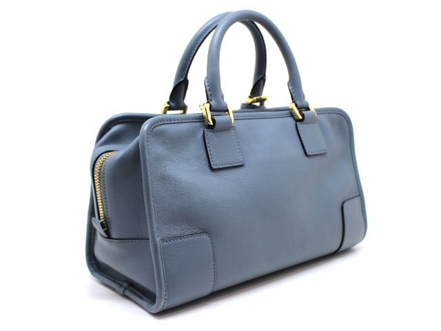 LOEWE ロエベ アマソナ28 ハンドバッグ 352.30 ブルーグレー カーフ 2147100502145【200】