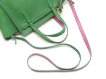 Salvatore Ferragamo　フェラガモ　ガンチーニ　２Wayバッグ　グリーン/ピンク　レザー【430】2148103849039