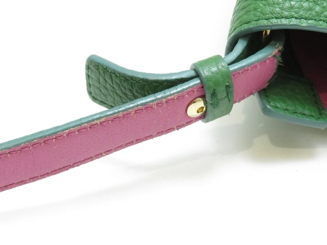 Salvatore Ferragamo　フェラガモ　ガンチーニ　２Wayバッグ　グリーン/ピンク　レザー【430】2148103849039