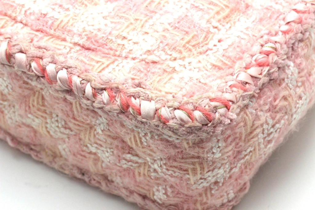 CHANEL シャネル ショルダーバッグ 2.55チェーンショルダーバッグ ピンク/ホワイト/シルバー金具 ツイード ギャランティカード付【472】SJ