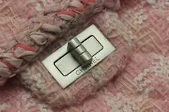 CHANEL シャネル ショルダーバッグ 2.55チェーンショルダーバッグ ピンク/ホワイト/シルバー金具 ツイード ギャランティカード付【472】SJ