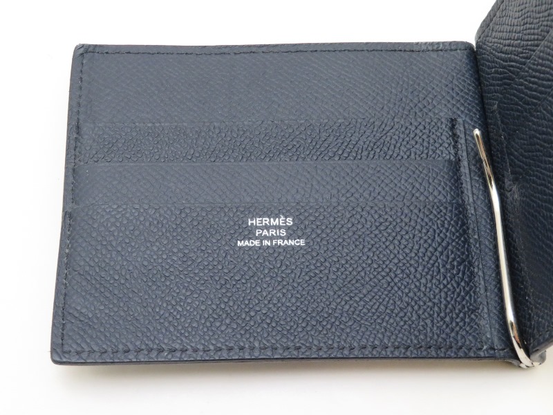 HERMES エルメス 財布 マネークリップ付き ポーカー ブルー系 HERMES エルメス 財布 マネークリップ付き ポーカー ブルー系
