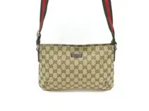 GUCCI　グッチ　GGショルダーバッグ　189749　ベージュ/ダークブラウン　キャンバス/レサー【430】2148103855047