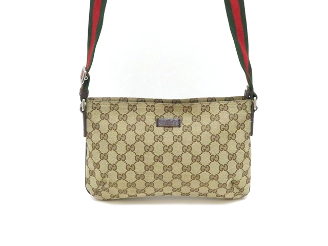 GUCCI　グッチ　GGショルダーバッグ　189749　ベージュ/ダークブラウン　キャンバス/レサー【430】2148103855047