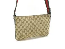 GUCCI　グッチ　GGショルダーバッグ　189749　ベージュ/ダークブラウン　キャンバス/レサー【430】2148103855047