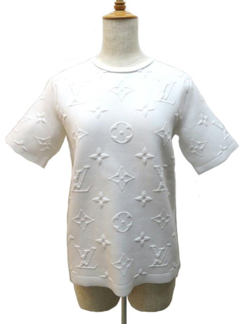 LOUIS VUITTON　ルイヴィトン　3D モノグラム Tシャツ　レディース S　ホワイト　コットン　ナイロン　参考定価 ¥149,600-　 （2148103424144）　【432】