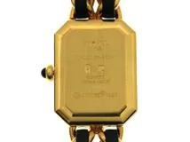 CHANEL シャネル 腕時計 プルミエールS H0001 ゴールドプレーテッド/社外革ベルト ブラック文字盤 クォーツ【472】UH