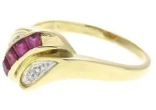 JEWELRY 貴金属･宝石　ノンブランド　指輪　K18イエローゴールド　プラチナ900　ルビー　ダイヤモンド0.33ct　14号　3.3ｇ　【205】