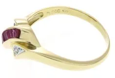 JEWELRY 貴金属･宝石　ノンブランド　指輪　K18イエローゴールド　プラチナ900　ルビー　ダイヤモンド0.33ct　14号　3.3ｇ　【205】