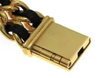 CHANEL シャネル 腕時計 プルミエールS H0001 ゴールドプレーテッド/社外革ベルト ブラック文字盤 クォーツ【472】UH