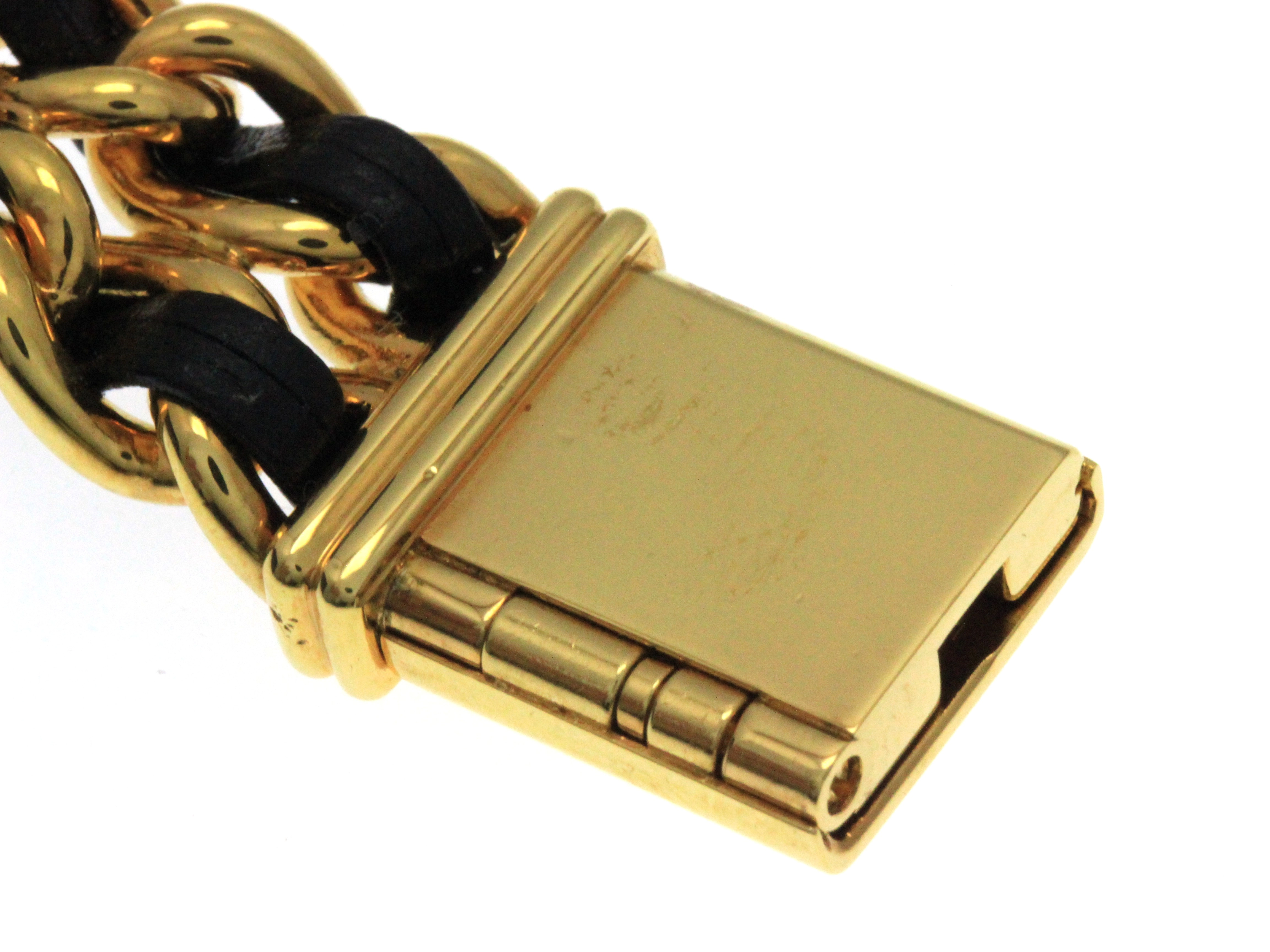 CHANEL シャネル 腕時計 プルミエールS H0001 ゴールドプレーテッド/社外革ベルト ブラック文字盤 クォーツ【472】UH