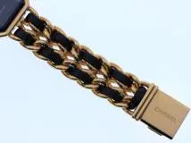 CHANEL シャネル 腕時計 プルミエールS H0001 ゴールドプレーテッド/社外革ベルト ブラック文字盤 クォーツ【472】UH