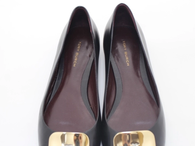 TORY BURCH トリーバーチ 靴 バレエシューズ レディース7.5(約24.5cm) ブラック レザー 154077 (2120500264912) 【200】