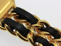 CHANEL シャネル 腕時計 プルミエールS H0001 ゴールドプレーテッド/社外革ベルト ブラック文字盤 クォーツ【472】UH