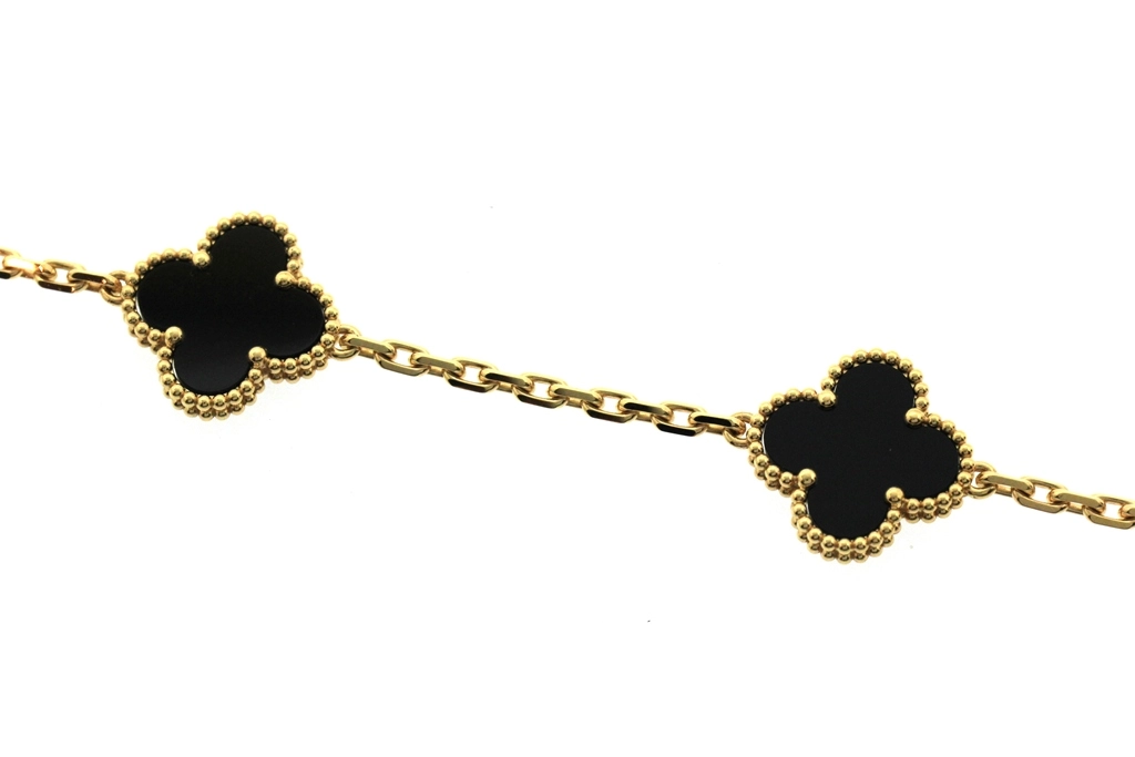 Van Cleef & Arpels ヴァンクリーフ&アーペル ヴィンテージアルハンブラ ネックレス VCARA42700 K18YG/10Pオニキス 2025年正規品【472】SJ