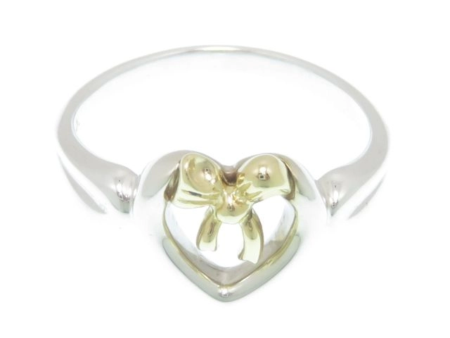 極美品 オールドティファニー ハートリボン コンビ 13号 シルバー k18 極美品 オールドティファニー ハートリボン コンビ 13号