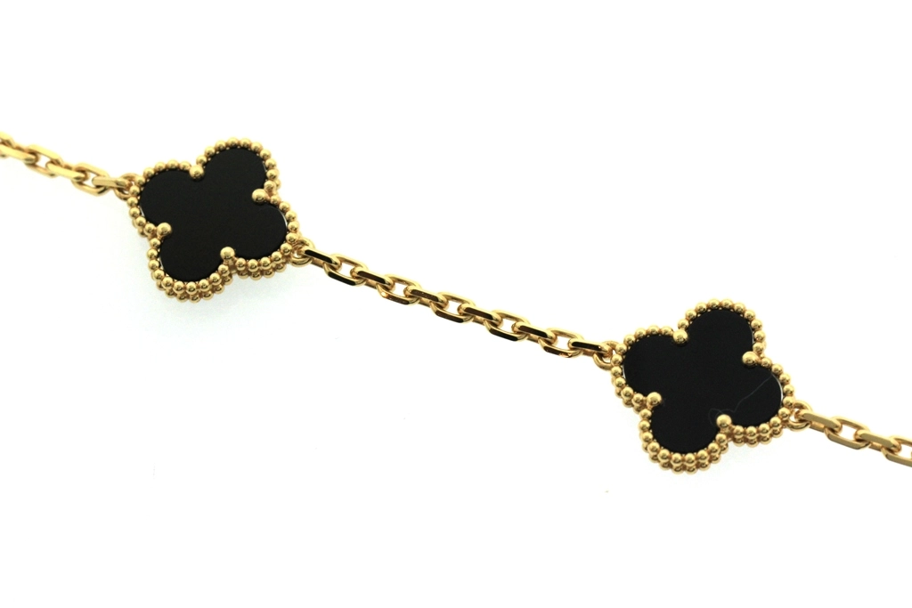 Van Cleef & Arpels ヴァンクリーフ&アーペル ヴィンテージアルハンブラ ネックレス VCARA42700 K18YG/10Pオニキス 2025年正規品【472】SJ