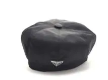 PRADA プラダ 帽子 Re-Nylonトライアングルロゴ キャスケット レディースM ブラック ナイロン 1HC551 2DMI (2147100565218) 【200】
