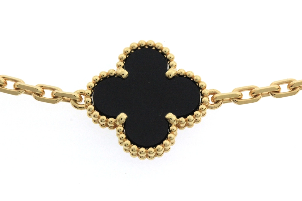 Van Cleef & Arpels ヴァンクリーフ&アーペル ヴィンテージアルハンブラ ネックレス VCARA42700 K18YG/10Pオニキス 2025年正規品【472】SJ