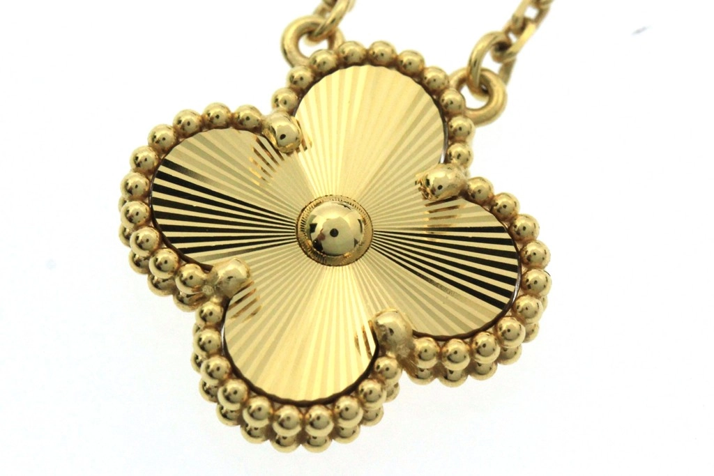 Van Cleef & Arpels ヴァンクリーフ&アーペル ヴィンテージ アルハンブラ ネックレス VCARP4KL00 K18イエローゴールド ギヨシェ 2023年正規品【472】SJ